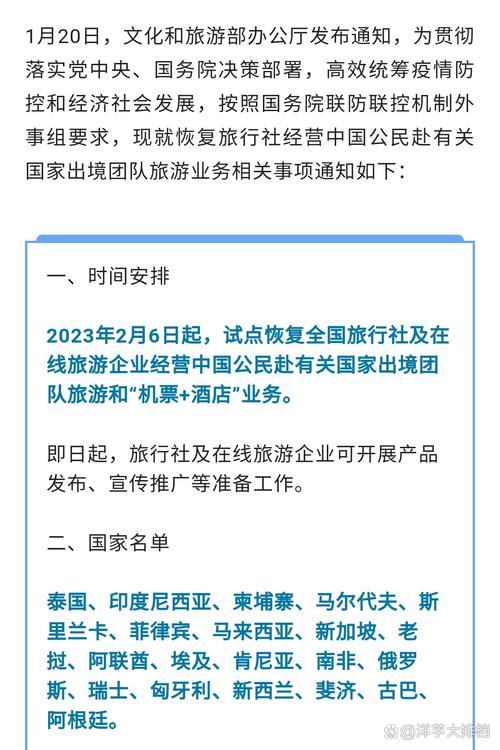 全国旅行社及在线旅游企业经营中国公民赴有关国家出境团队旅游等业务